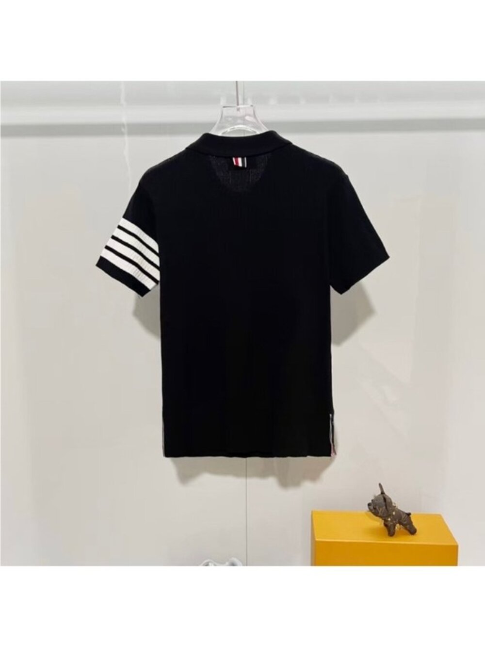 THOM BROWNE Four-Stripe Summer Knit Sweater for Men, Crew Neck, Short Sleeve - Picture 2 of 7